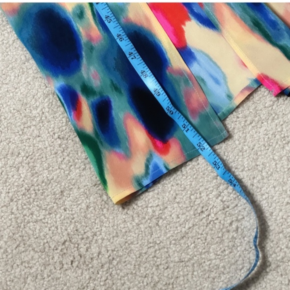 Anthropologie Maeve Aloisia Dress Silk Watercolor Maxi Length Front Slits Sz 8 - Picture 15 of 16